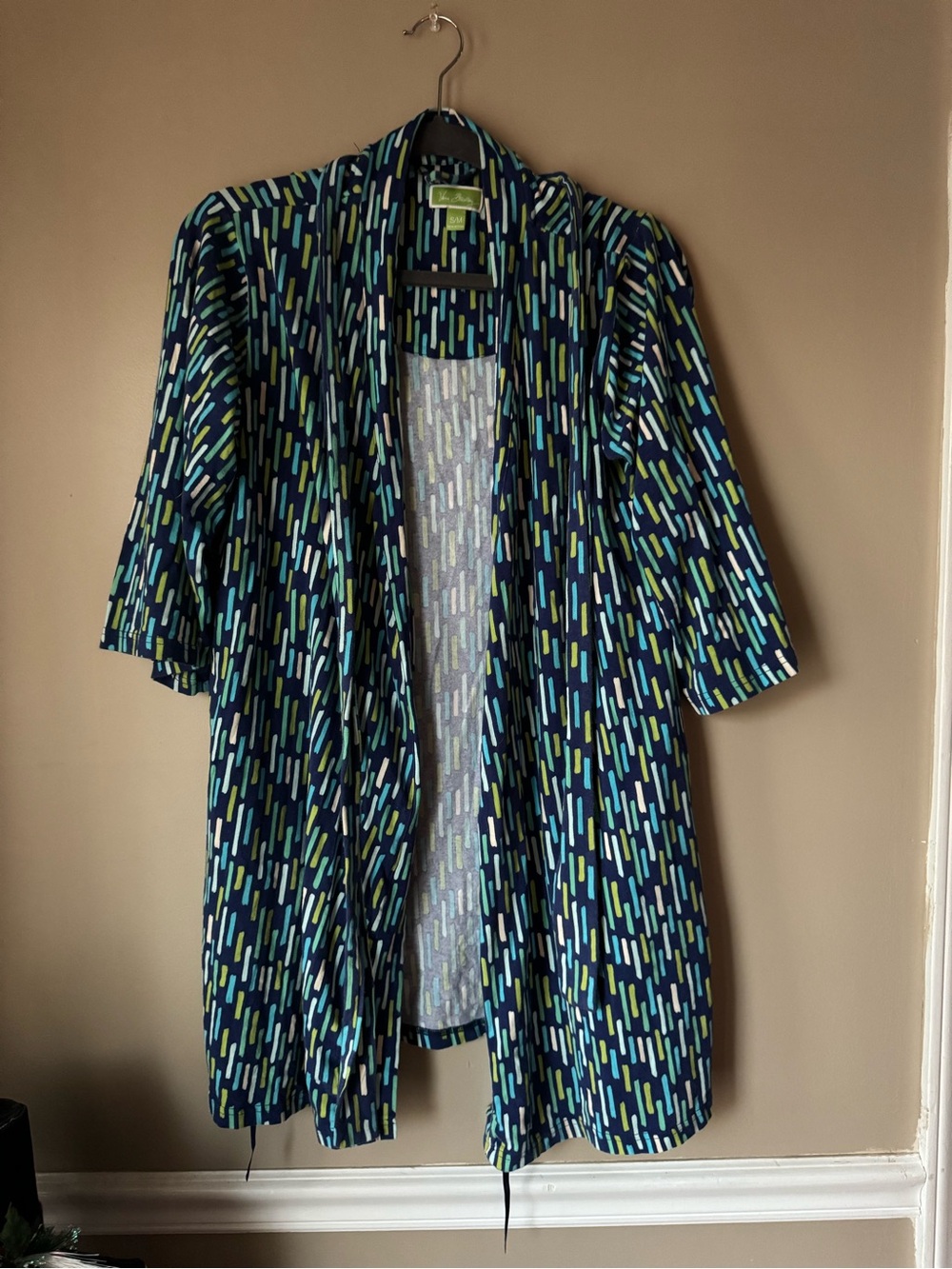 Vera Bradley Navy Blue, Teal & Lime Patterned Open Front Robe
